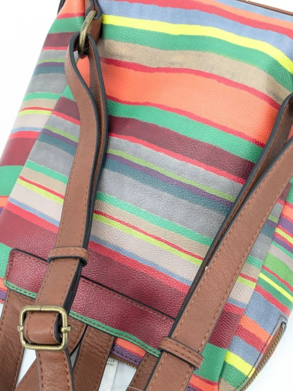 Elliot Lucca Olvera Striped Backpack Purse‎ Festival Boho Faux Leather Statement